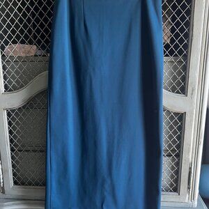 Tibi compact knit straight maxi skirt, 6, teal blue, $90.